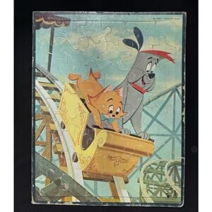 Ruff and Reddy Dog Cat Roller Coaster Whitman Tray Puzzle Hanna Barbera 1960's